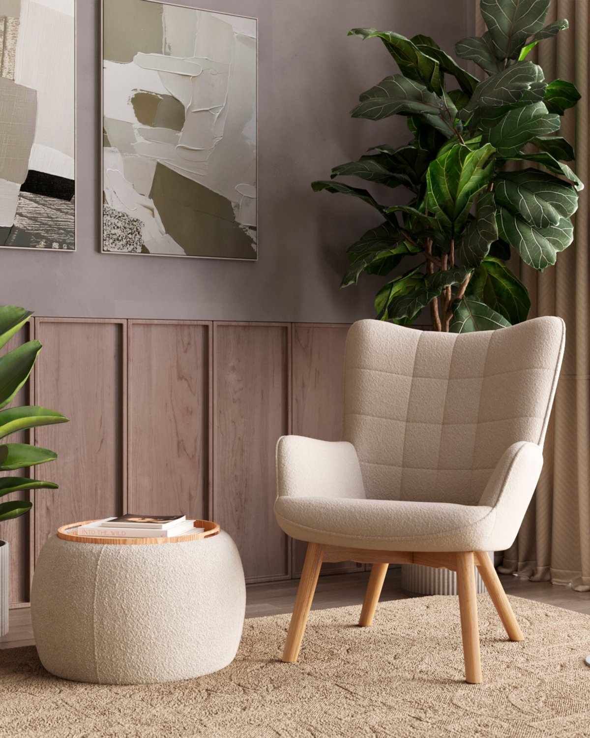 Пуф-столик Люкке с ящиком бежевый фото 3