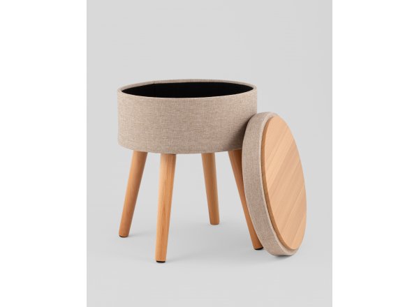 Пуф с ящиком Store Woody рогожка бежевая