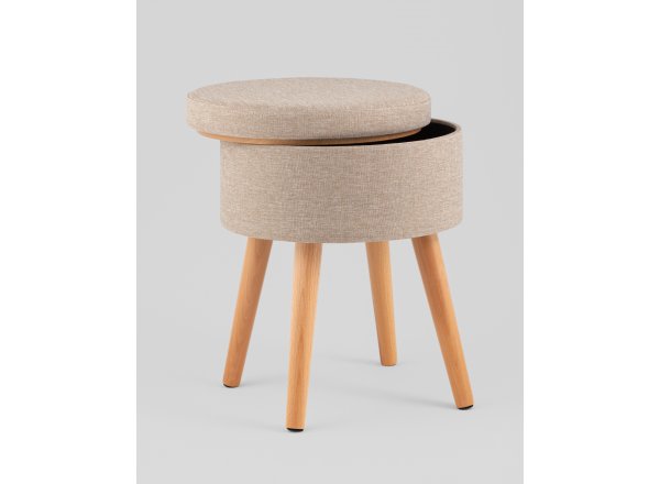 Пуф с ящиком Store Woody рогожка бежевая
