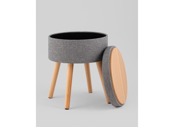 Пуф с ящиком Store Woody рогожка серая
