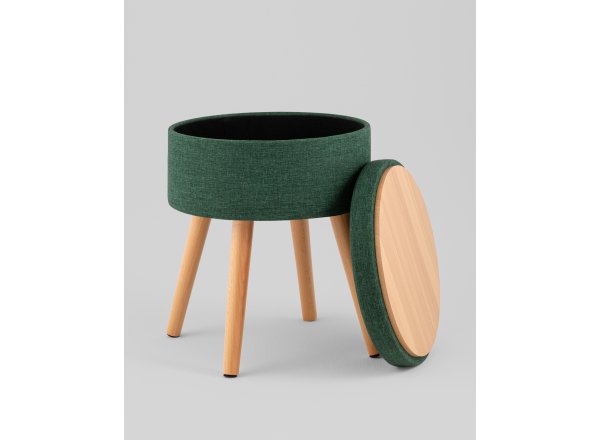 Пуф с ящиком Store Woody рогожка темно-зелёная
