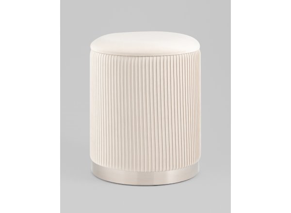 Пуф Шарлотта с ящиком серебро велюр бежевый